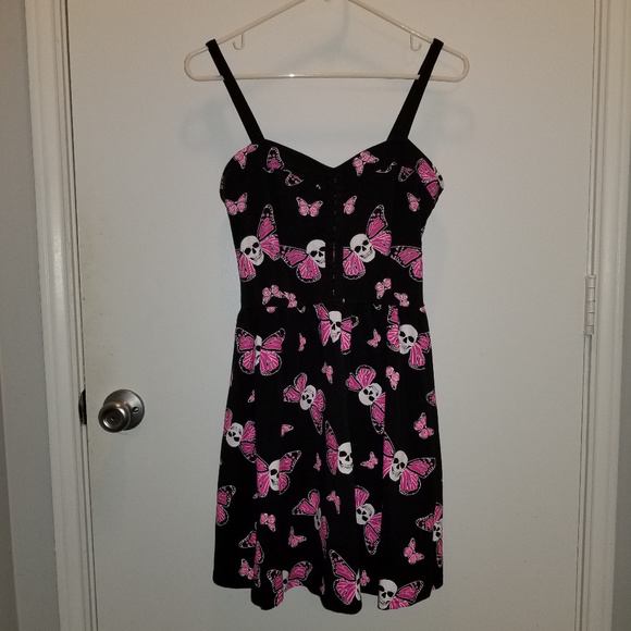Jawbreaker Pink Skull Butterfly Mini Dress - Picture 3 of 7